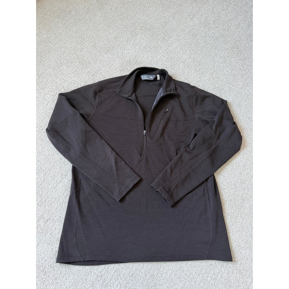 Ibex Pullover Mens Size XL Brown Rambouillet 100% Wool Quarter Zip Chest Pocket
